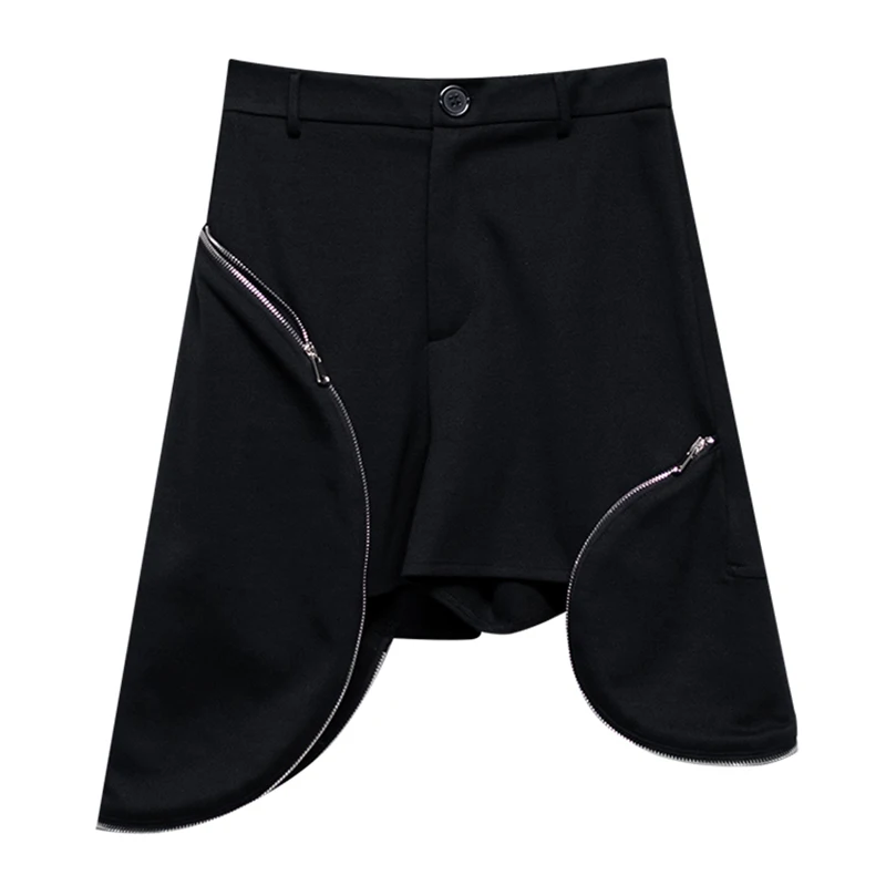 

CHICEVER Casual Black Cotton Shorts For Women High Waist Designer Button Zipper Solid Short Pants Females Clothing 2021 Fashion