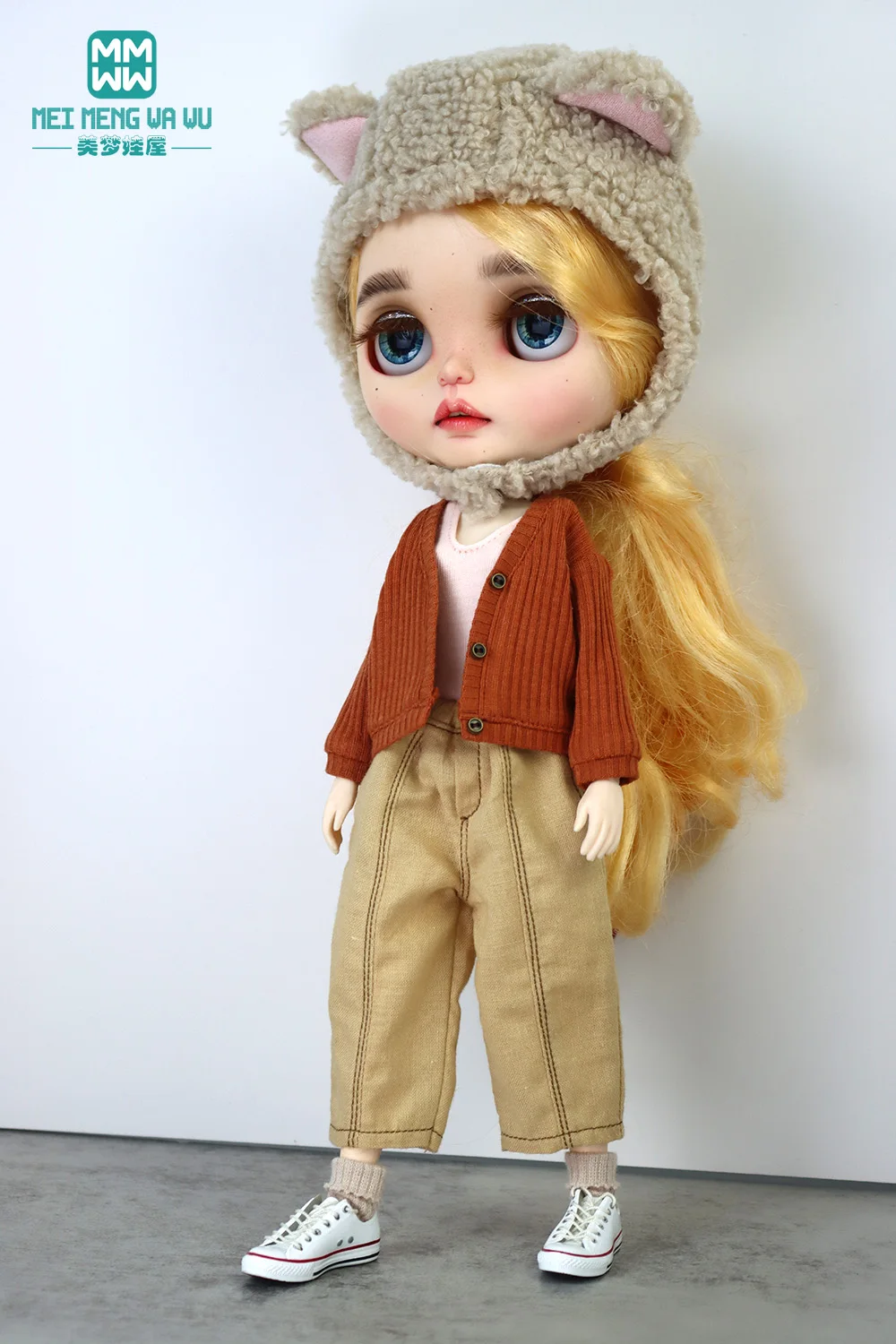New Blyth Doll clothes Azone OB22 OB24 Toys doll accessories Fashionable loose jeans, jackets Wool cardigan