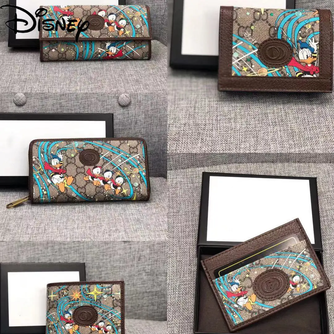 Кошелек женский длинный короткий с мультипликационным принтом Дональд