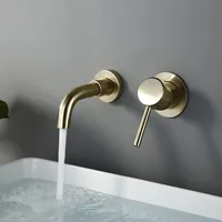 Bagnolux Wire Drawing Gold Concealed Basin Bathroom Faucet Brass Round Hole Water Outlet  Bathroom Hotel Decoration Faucet
