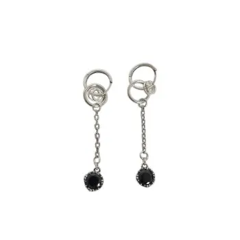 

S925 Pure Silver Ball Ring Earrings Female Personality Simple Temperament A Hundred with Trendy Long Earring Earrings ES172