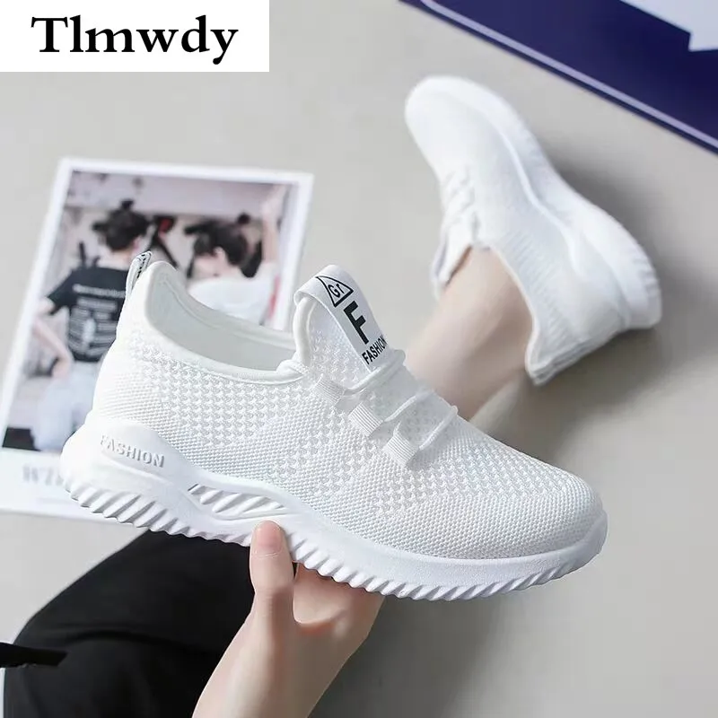 

2021 Fashion New Woman Shoes Mesh Breathable Sneaker Spring Casual Comfortable Woman Vulcanized Shoes Lace Up Platform Plus Size