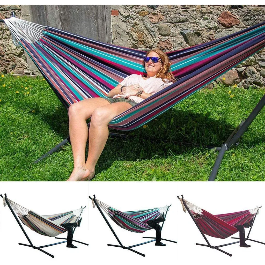 Striped Hanging Hammocks Indoor Comfort Durability Yard Striped Large Chair Hammocks Hanging Chair Thick Canvas Hammock#g30