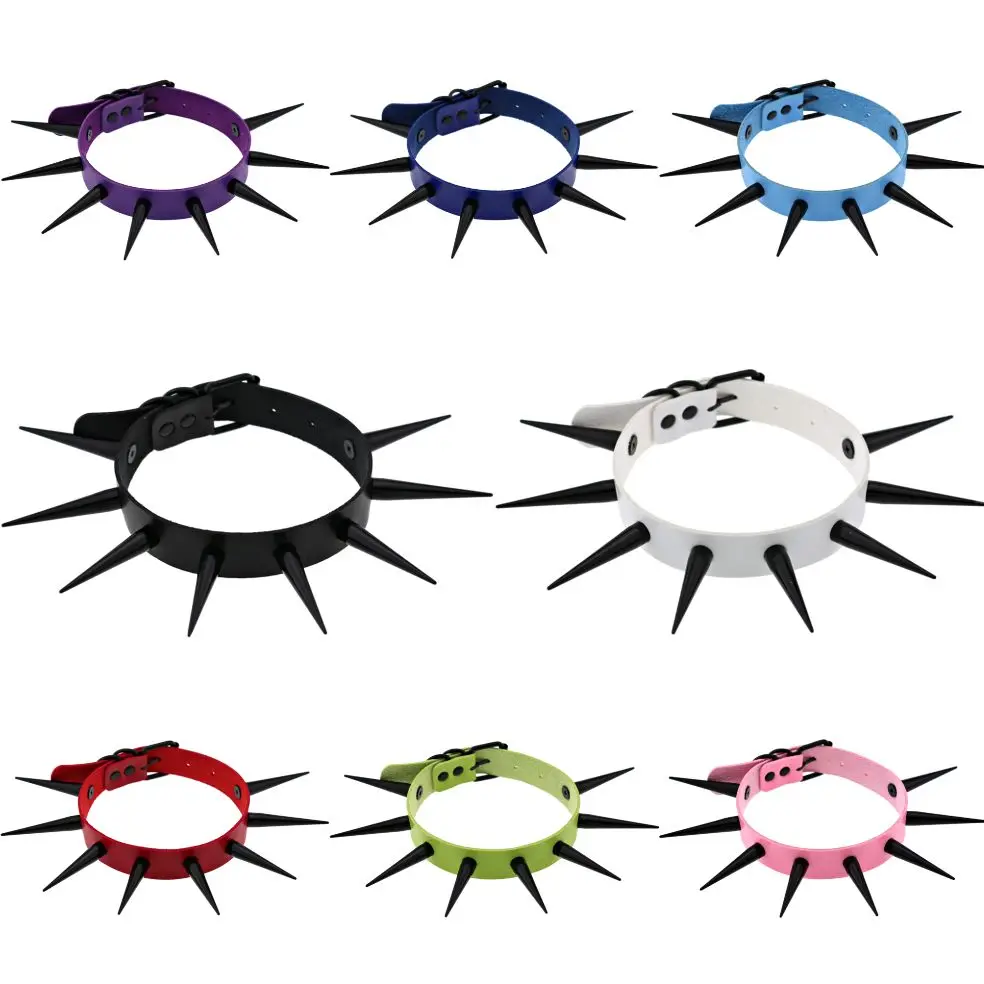 

Goth Black Long Spike Punk Choker Collar Necklace For Women Men Emo Chocker Neck Couple Cosplay Jewelry Egirl Gothic Accessories