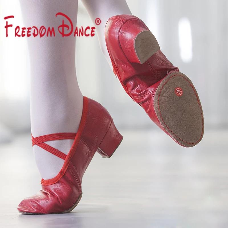 Женские танцевальные кроссовки из натуральной кожи 5 цветов розовый красный