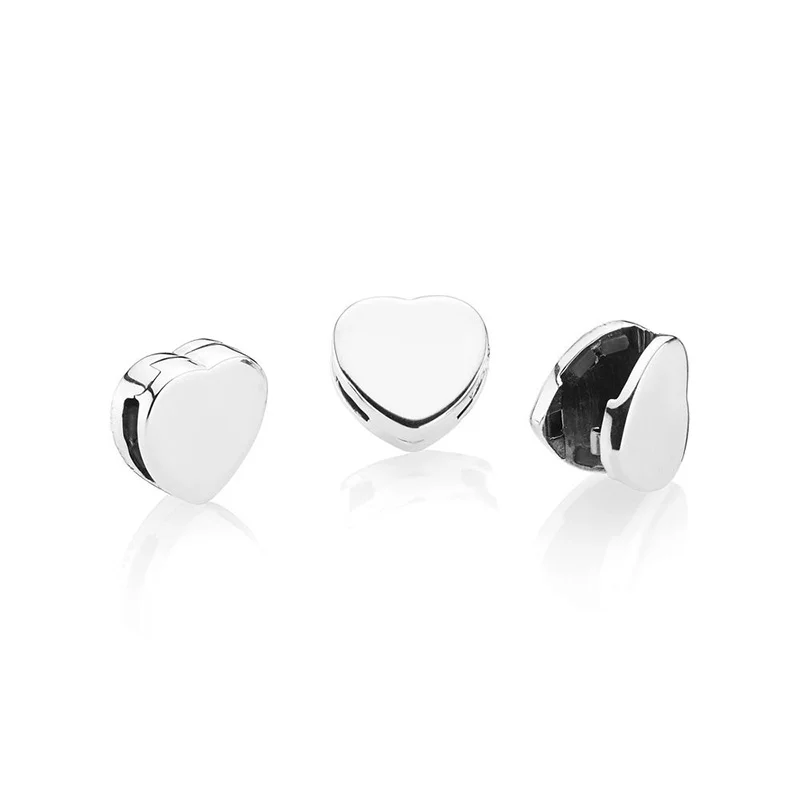 Модные серебряные бусины 925 пробы REFLEXIONS Love Heart Clip Charms fit оригинальный браслет Pandora