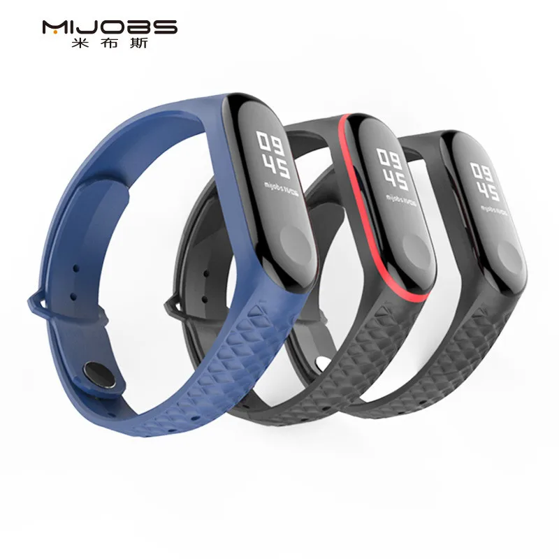 Mi jobs mi Band 4 ремешок силиконовый браслет для Xiaomi 3 умный Напульсник band аксессуары
