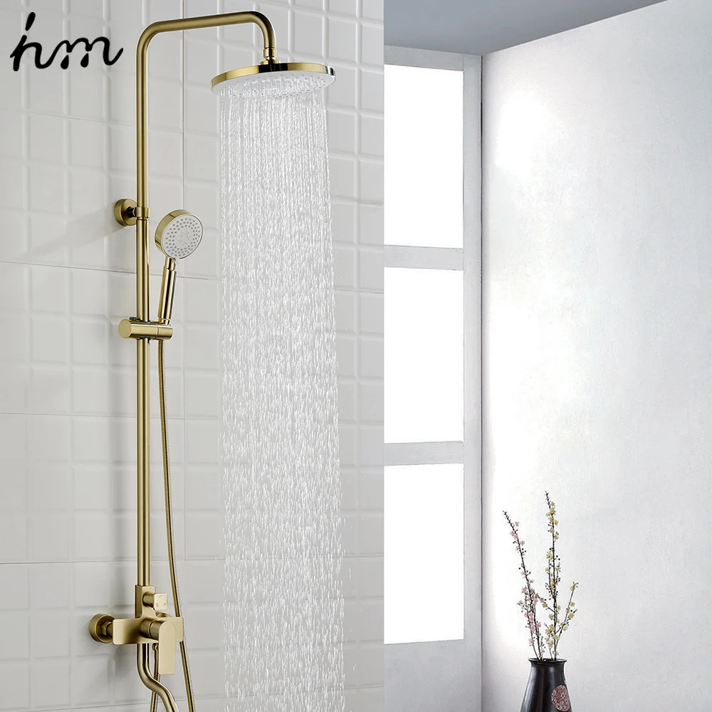Набор смесителей для душа hm ванная комната латунь матовый золотой 9 &quotдождевая