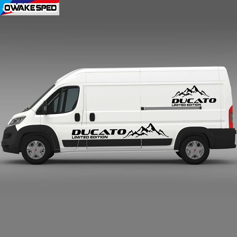 

2pcs Mountain Graphics Decals Car Trunk Decor Sticker Auto Door Side Stripes For Fiat Ducato Car Body Film DIY Accessories