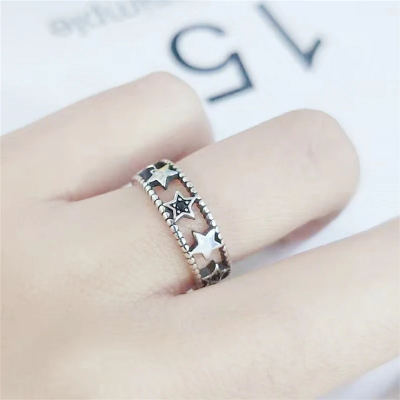 Кольца в стиле панк-рок Halo черный кубический цирконий регулируемые Ретро со