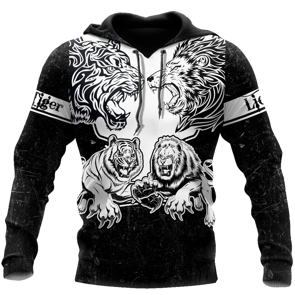 

Lion vs Tiger Warrior Tattoo 3D All Over Printed Men Hoodie Unisex Casual Jacket Pullover Streetwear sudadera hombre DW0443
