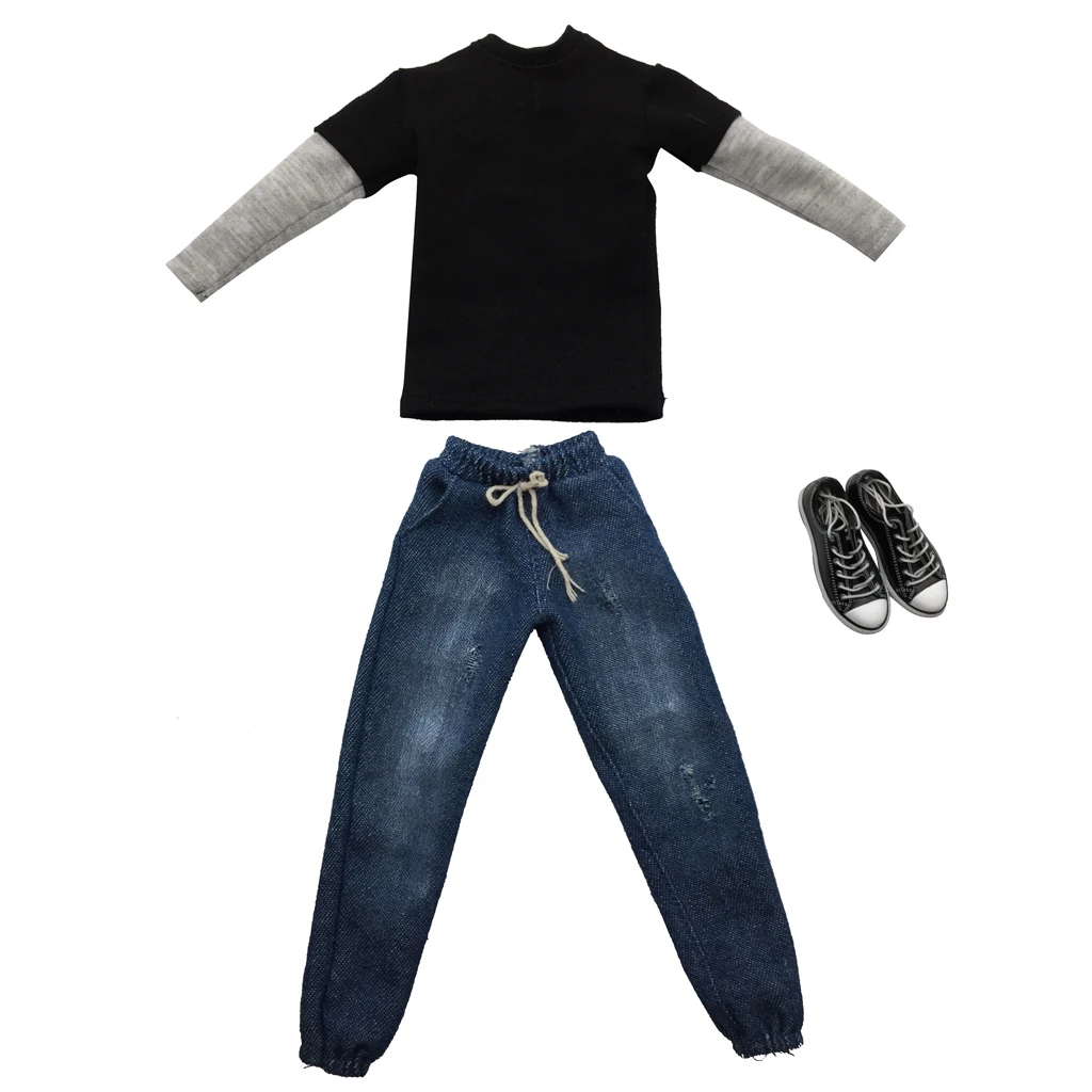 1/6 Scale Mens Pullover Sweatsuit & Jeans Sneakers for 12 inch Male Figure Body Accessories | Игрушки и хобби