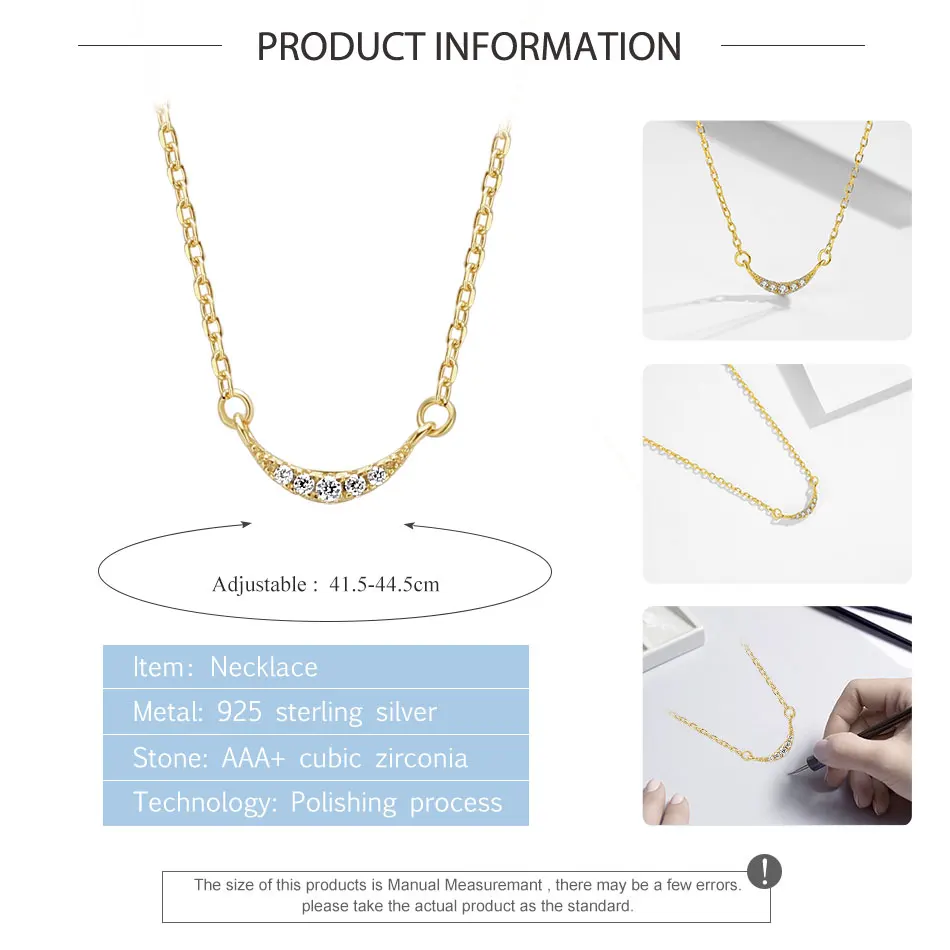 Старинные ювелирные изделия стерлингового серебра 925 Полумесяца ожерелье 18K