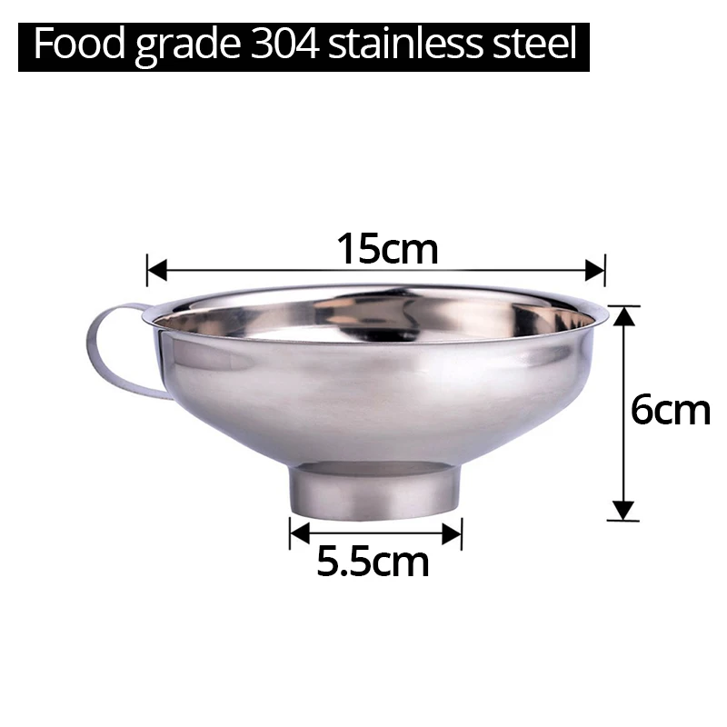 

Embudo de lata de acero inoxidable, embudo ancho con mango para tarros de Metal de grado alimenticio Free shipping
