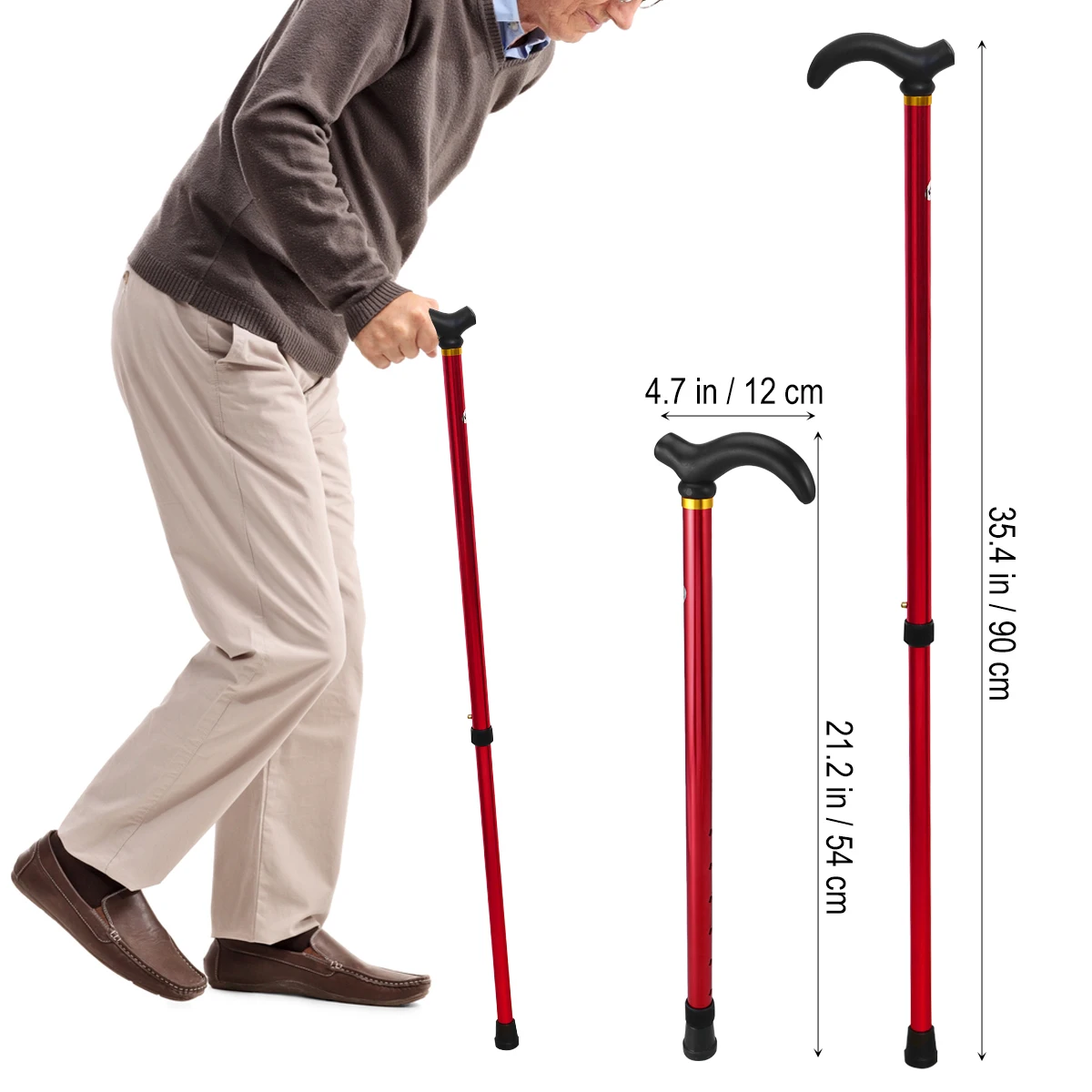 

Adjustable Walking Stick Cane 2 Section Stable Anti-Skid Anti Shock Cane Crutch For Old Man Hiking Trekking Poles Cane