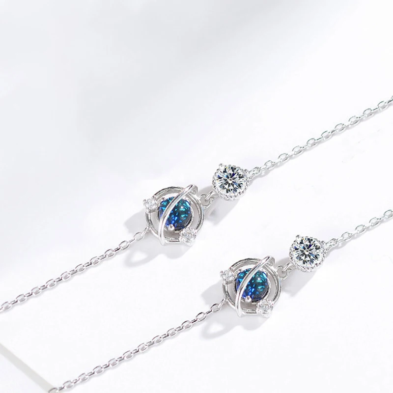YIZIZAI серебряный цвет ювелирные изделия мечта синий циркон Вселенная планеты