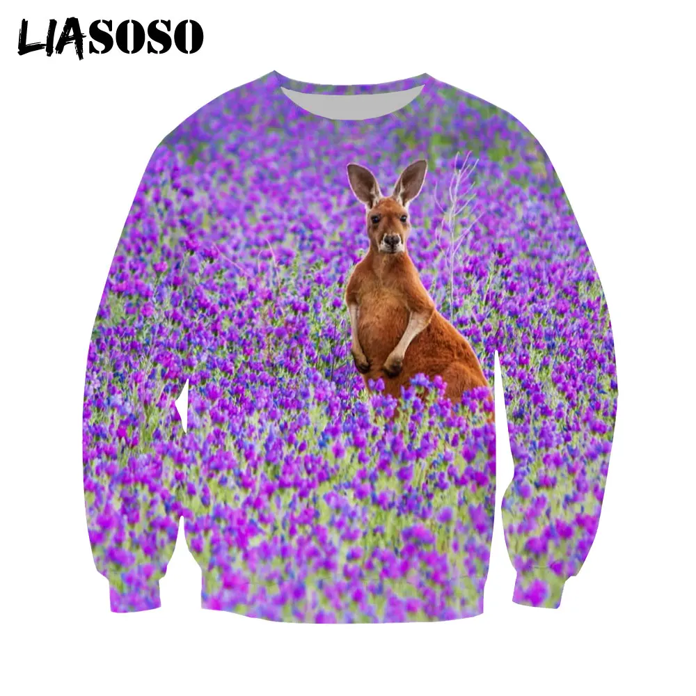 

LIASOSO Animal Kangaroo Sweatshirt 3D Print Men Women Hoodies Hip Hop Fashion Street Clothes Long Sleeve Pullover Oversize