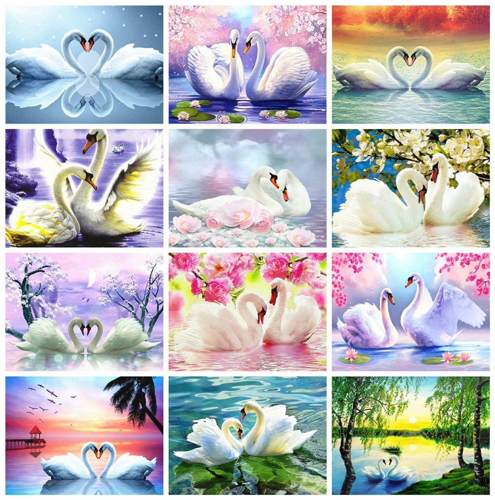 Huacan алмазная вышивка распродажа лебеди животные 5д картина стразами мазайка