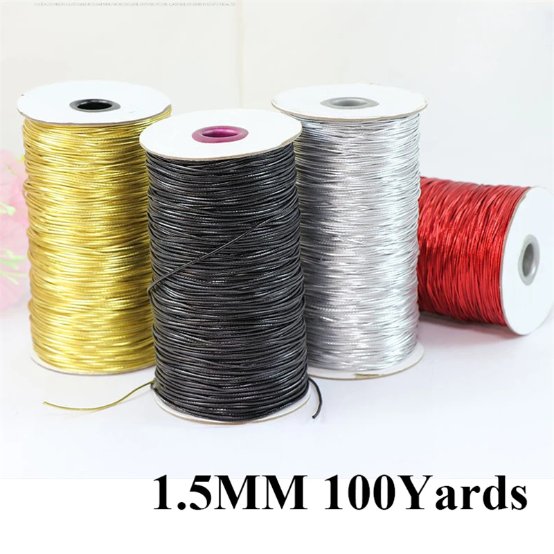 100 ярдов 1 5 мм эластичный шнур золотистый серебристый упаковочный украшения | Дом