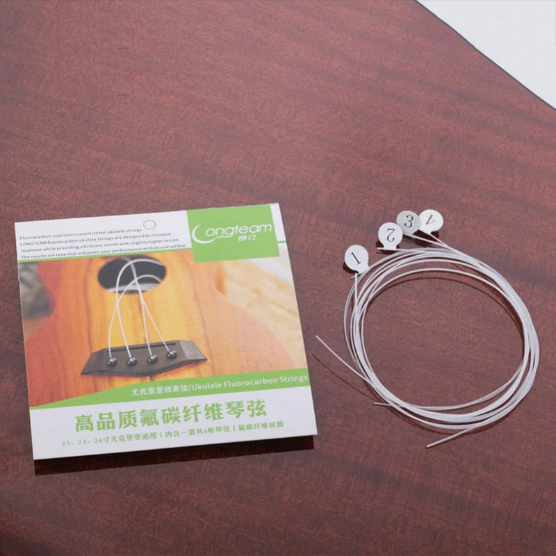 

8x Longteam Ukulele Carbon Strings Fluorocarbon Fiber Strings for 21/ 23/ 26 Inches Of Guitar Ukulele Part Black & White