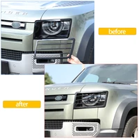 for land rover defender 90 110 2020 2022 black stainless front headlight lampshade protection net cover decorat car accessories
