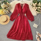 Женское шифоновое платье YuooMuoo, в горошек, с V-образным вырезом и рукавами-фонариками