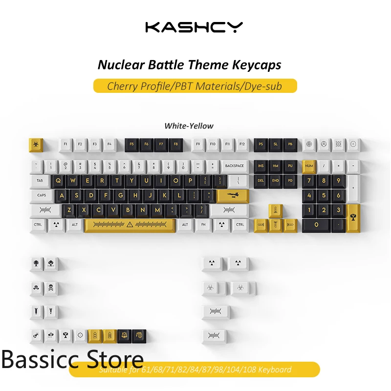 

New Nuclear Battle PBT Dye Sublimation Full Size 119pcs Cherry XDA Profile Keycaps Set for Mechanical Keyboard US English layout