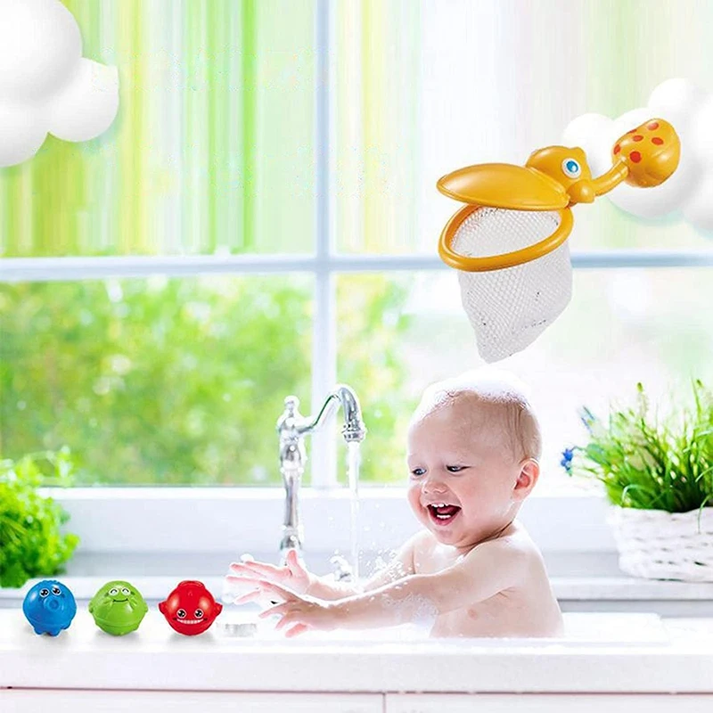 

Fishing Set Bath Toy Children Playing Cute Cartoon Water Animal Net Fishing Doll Bath Bathtub Water Toy for Infant Gift