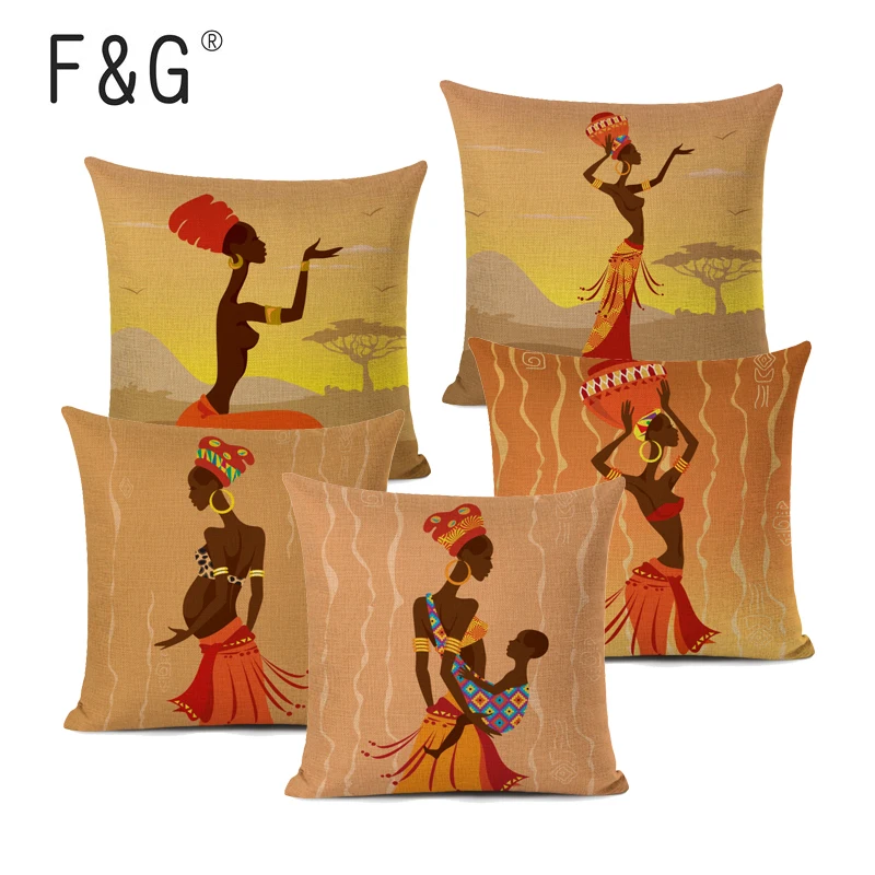 Африканский Для женщин Подушка Чехол Племенной Стиль декоративные подушки покрытия домашний диван Декор в