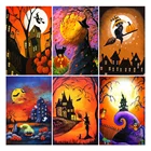 Алмазная живопись 5d сделай сам, картина с вышивкой в виде животных, квадратная, круглая, для Хэллоуина, кошки, блестящее украшение, подарок для хобби