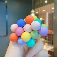 10 pcs box kids colorful hair balls different design heart shape star animal cute elastic ties rubber band