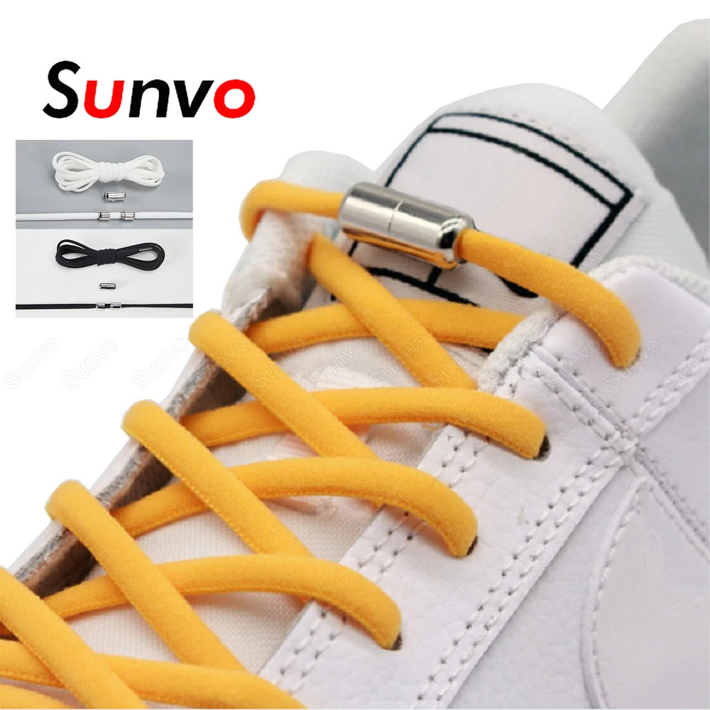 

2Pair No tie Shoelaces Round Elastic Shoe Laces For Kids and Adult Sneakers Shoelace Quick Lazy Laces Multicolor Shoestrings