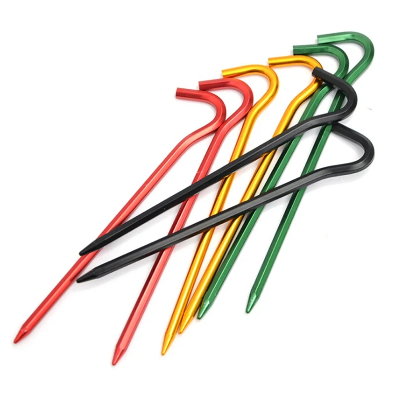 

5Pcs/lot Outdoor Camping Fishing Picnic Canopy Tent Pegs Stakes Nail Ground Pin Hook Aluminum Alloy for Camping Tent Accessories