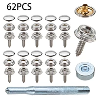 62pcs stainless steel canvas screw press stud snap fasteners kit boat cover garment eyelets apparel sewing accessories