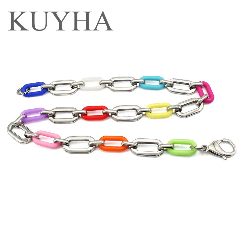 

Модные красочные ожерелья для женщин, ожерелье из акриловой цепочки с кристаллами, модные ювелирные украшения в Корейском стиле для вечери...