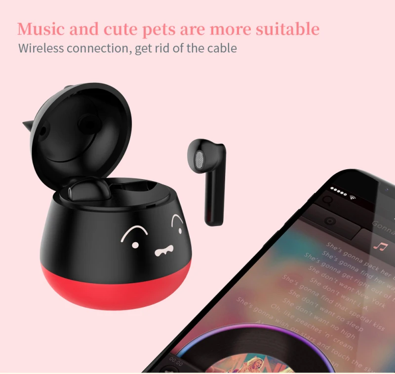 

2021 Cat TWS Wireless Bluetooth 5.0 Earphone Cute Cartoon HIFI Stereo Headphones One-button Control Headset With Charging Box