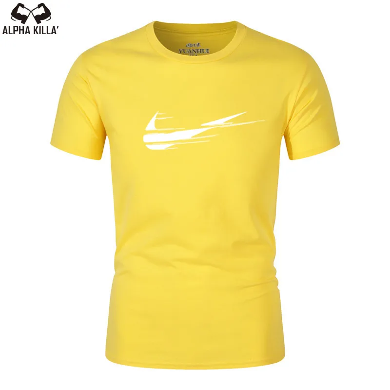 2019 Новая летняя рубашка из хлопка с рукавами для тренажерного зала футболка
