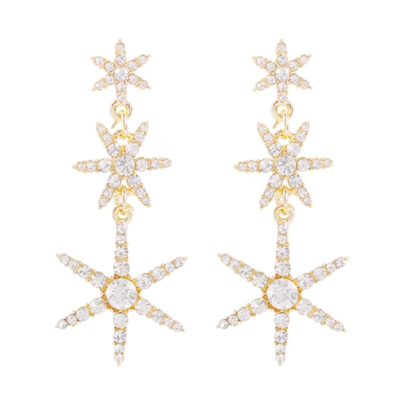 Модные серьги со стразами подвеска в виде снежинки Женские Ювелирные изделия