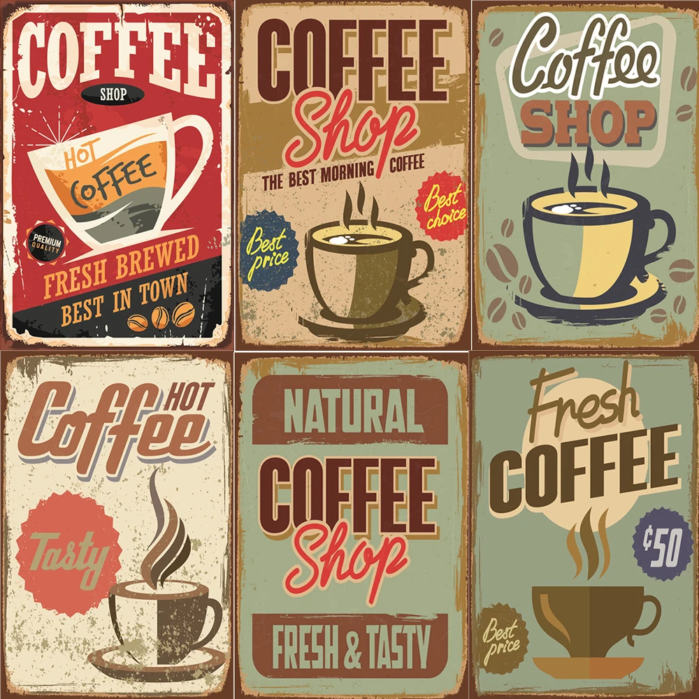 

Retro Coffee Menu Metal Tin Signs Plaque Wall Art Decor For Cafe Kitchen Restaurant Vintage Metal Poster Home Decor Sign