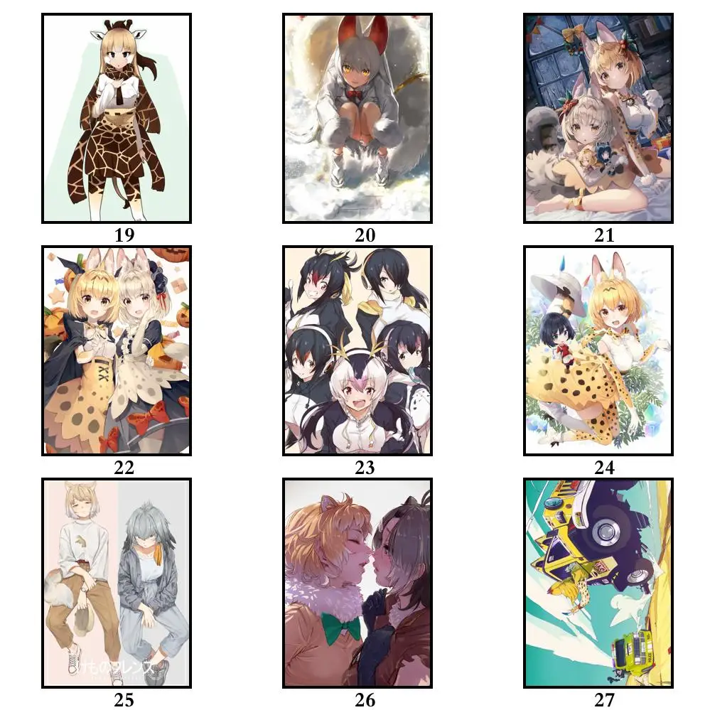 50 Дизайнов Постер Kemono Friends из белой бумаги маскарадная Наклейка на стену для