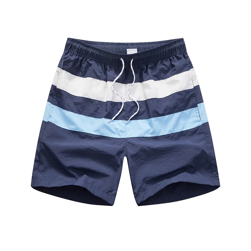 New Spring And Summer Seaside Play Men's Beach Pants European American Fashion Large Surf Fast Dry Stripe Shorts With Lining