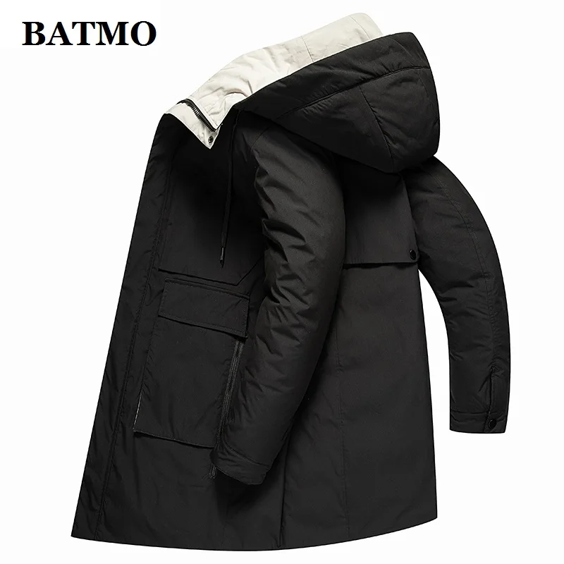 Мужские куртки с капюшоном BATMO 90% на белом утином пуху мужские зимние пуховики