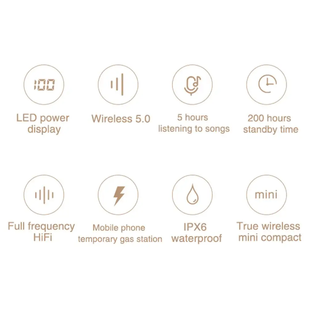 T60 настоящая Беспроводная гарнитура Bluetooth 5 0 наушники с цифровым дисплеем 2600 мА/ч