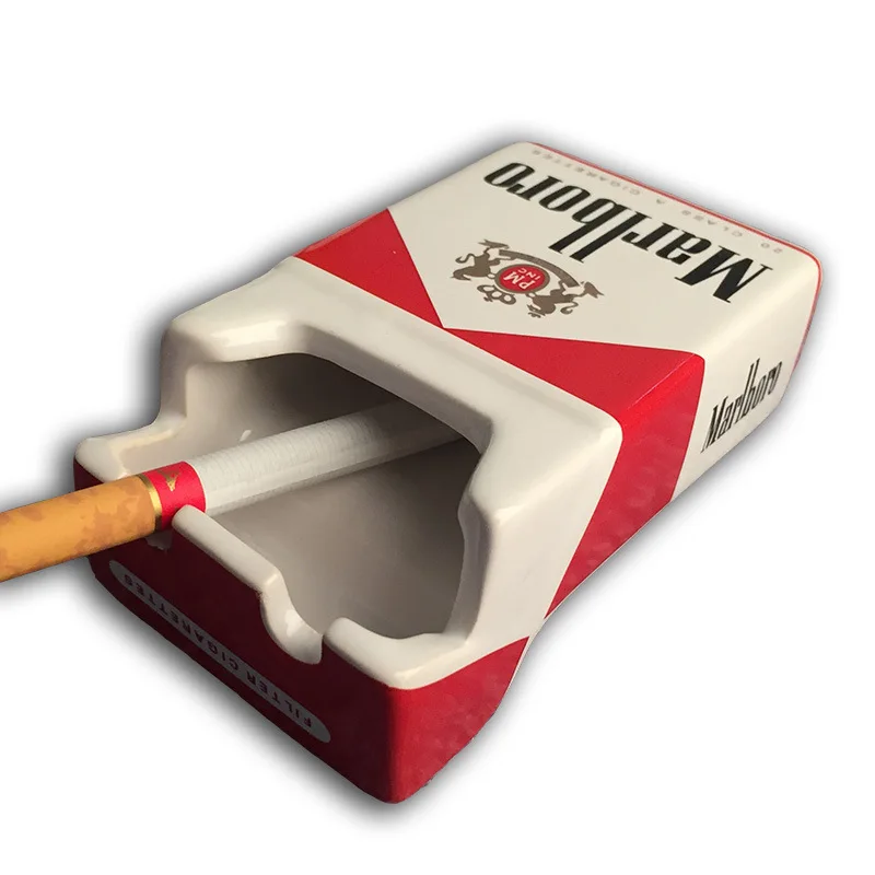 

Creative Ceramic Tobacco Cigarette Pack Shape Ashtray Advertising Novelty Porcelain Camel Marbolo Ashtray