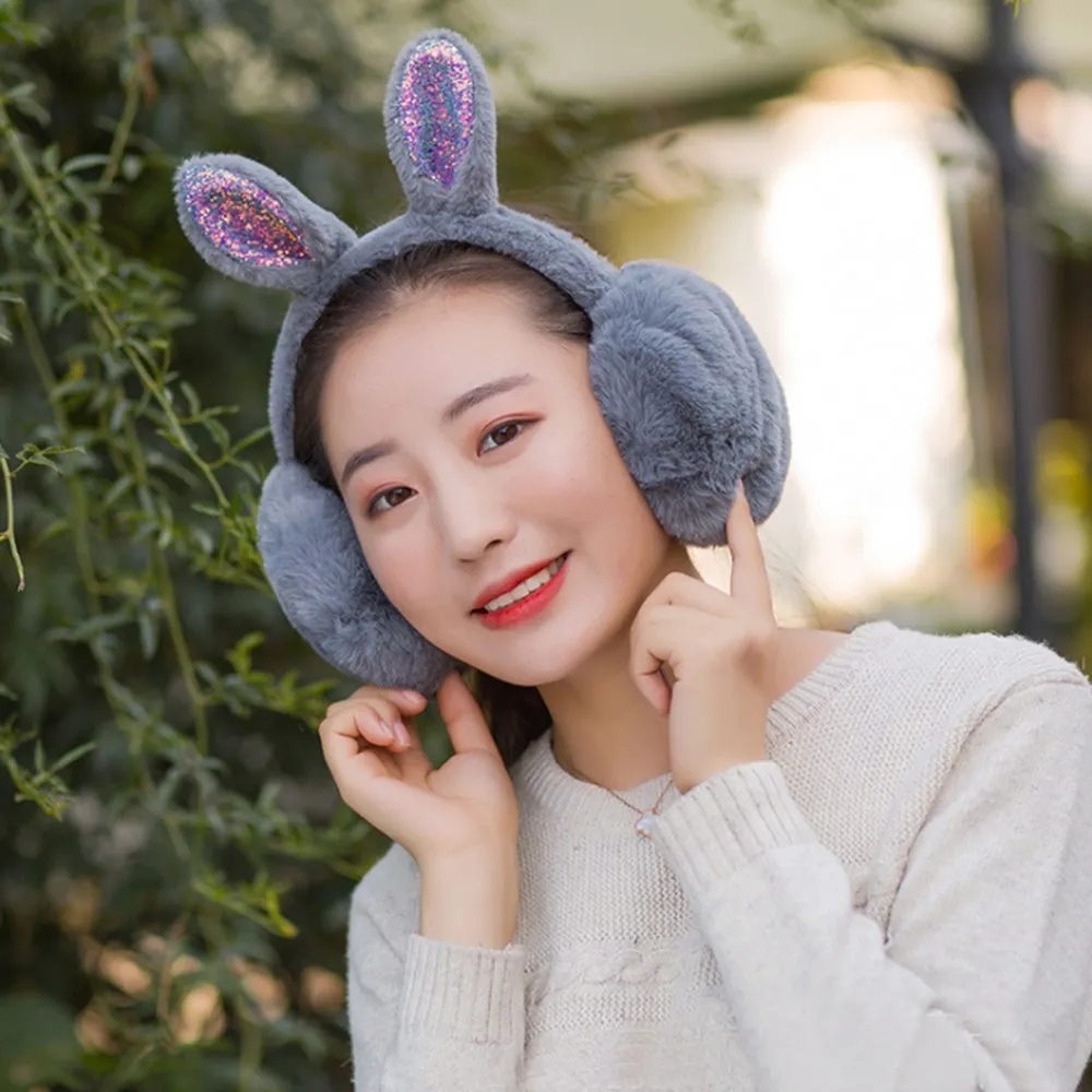 Для женщин зимние Наушники Earwarmers заячьи ушки мочки уха теплые меховые оголовье