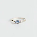 Винтажное женское кольцо с голубым цирконом, классическое золотистое обручальное кольцо, роскошные овальные тонкие обручальные кольца с кристаллами для женщин