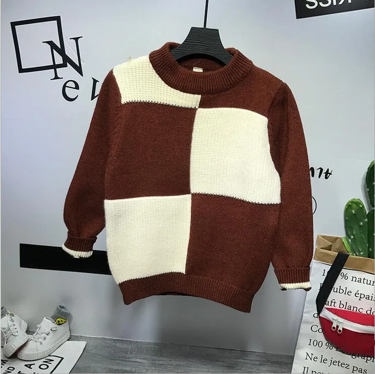 Knit sweater Осенне-зимний спортивный костюм для маленьких мальчиков, комплект из 3 предметов, комплекты детской одежды, вязаный свитер+ рубашка+ джинсы, повседневный комплект одежды для мальчиков 2-6 лет - Цвет: Knit sweater