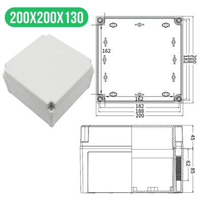 200x200x130mm(LxWxH) Высококачественная Водонепроницаемая электрическая распределительная коробка серии AG, IP67, ABS пластик, RoHS, чехол для корпуса, наружная распределительная коробка - Цвет: 200x200x130mm(LxWxH)