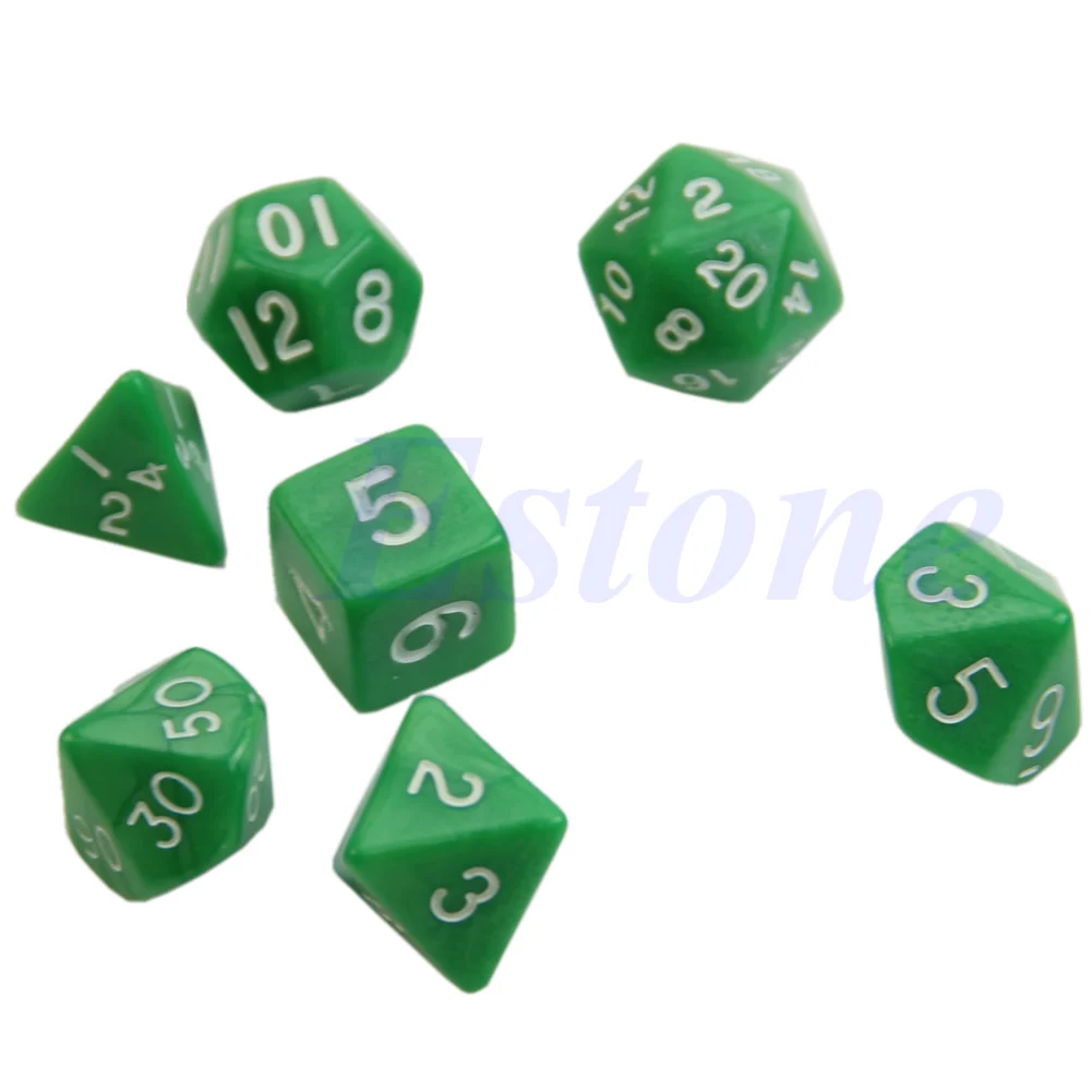 Набор черных игральных костей 7x D4 D6 D8 D10 D12 D20 подземелья и дракон D & ролевая игра