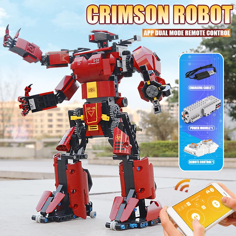 

MOULD KING 15038 High-Tech Toys The APP RC Motorized Crimson Robot Model Building Blocks Bricks Educational Toys Birthday Gifts